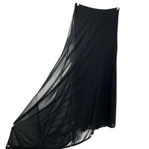 Veronique Young for W Lined Mesh Maxi Skirt size 8 Black Pull on Witchy Formal